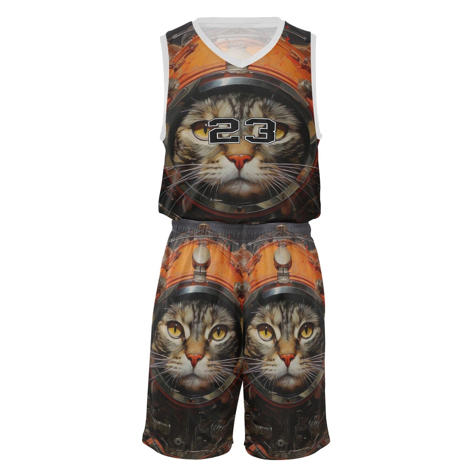 FLildon Cool Pilot Cat Boys Basketball Jersey Set Tank Top Shorts Tracksuit Sport Training Suit for Kids, XL