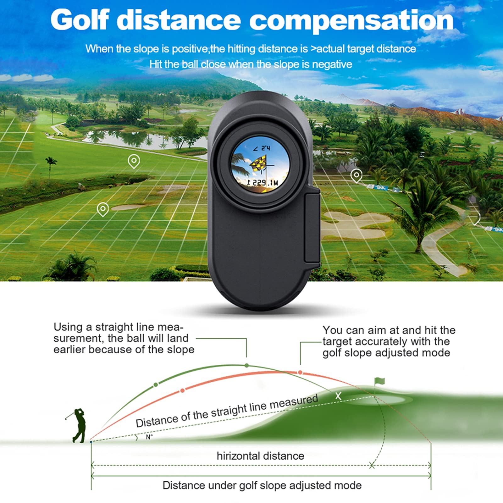 ERNZI 800M 1200M Medidor de Distancia láser de topografía de Caza Telémetro de Golf Telémetro láser Medidor de Distancia láser para Deporte de Golf