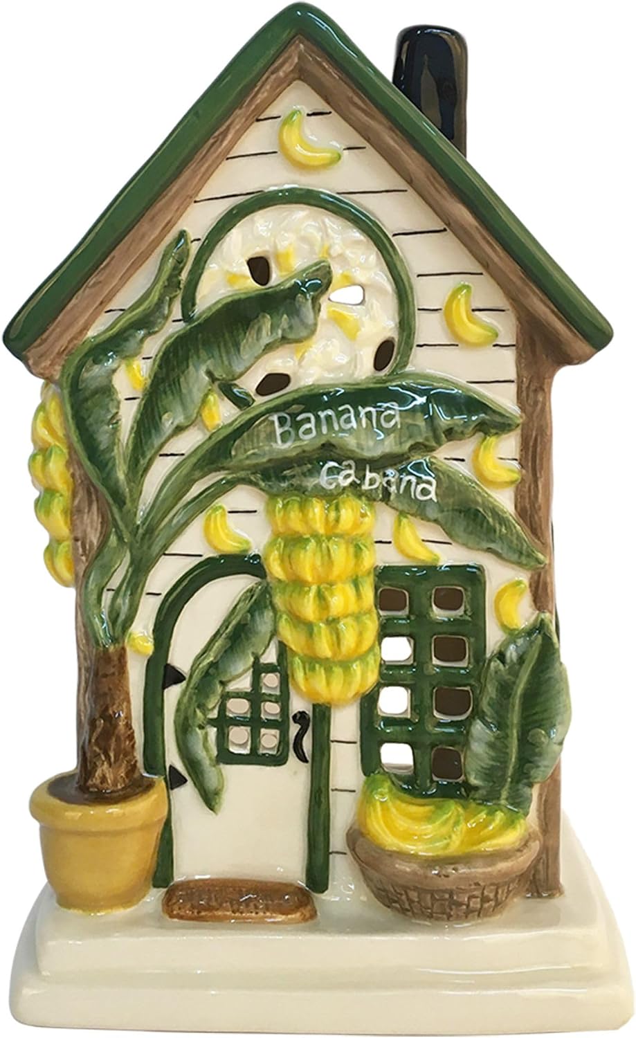 Blue Sky Clayworks Banana Cabana Candle House, 5.25" L x 4.5" W x 8" H
