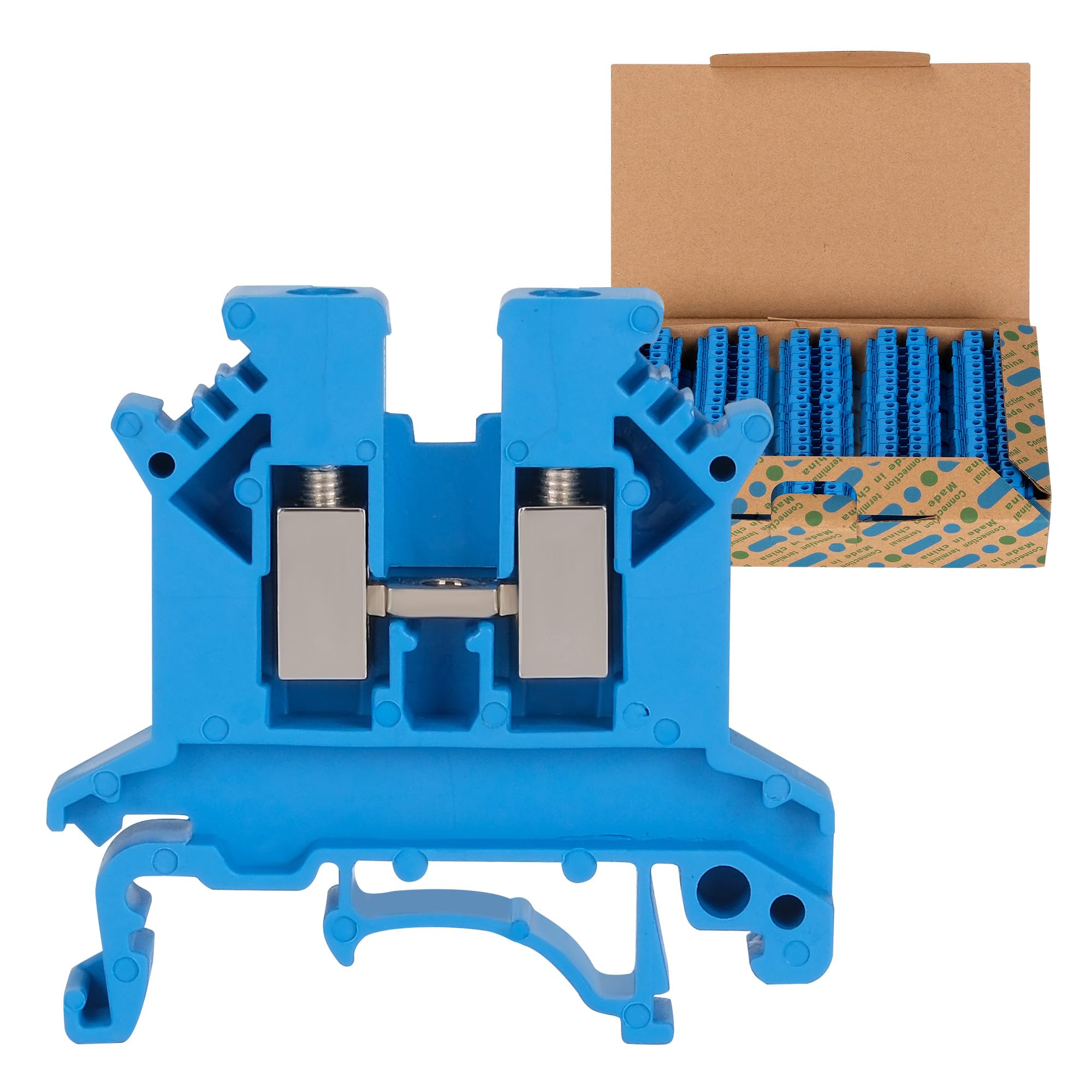 Morsettiera per guida DIN UK2.5B, 32 A, 690 V, 22-14 AWG, sicura, durevole e versatile, soluzione su guida DIN (blu)