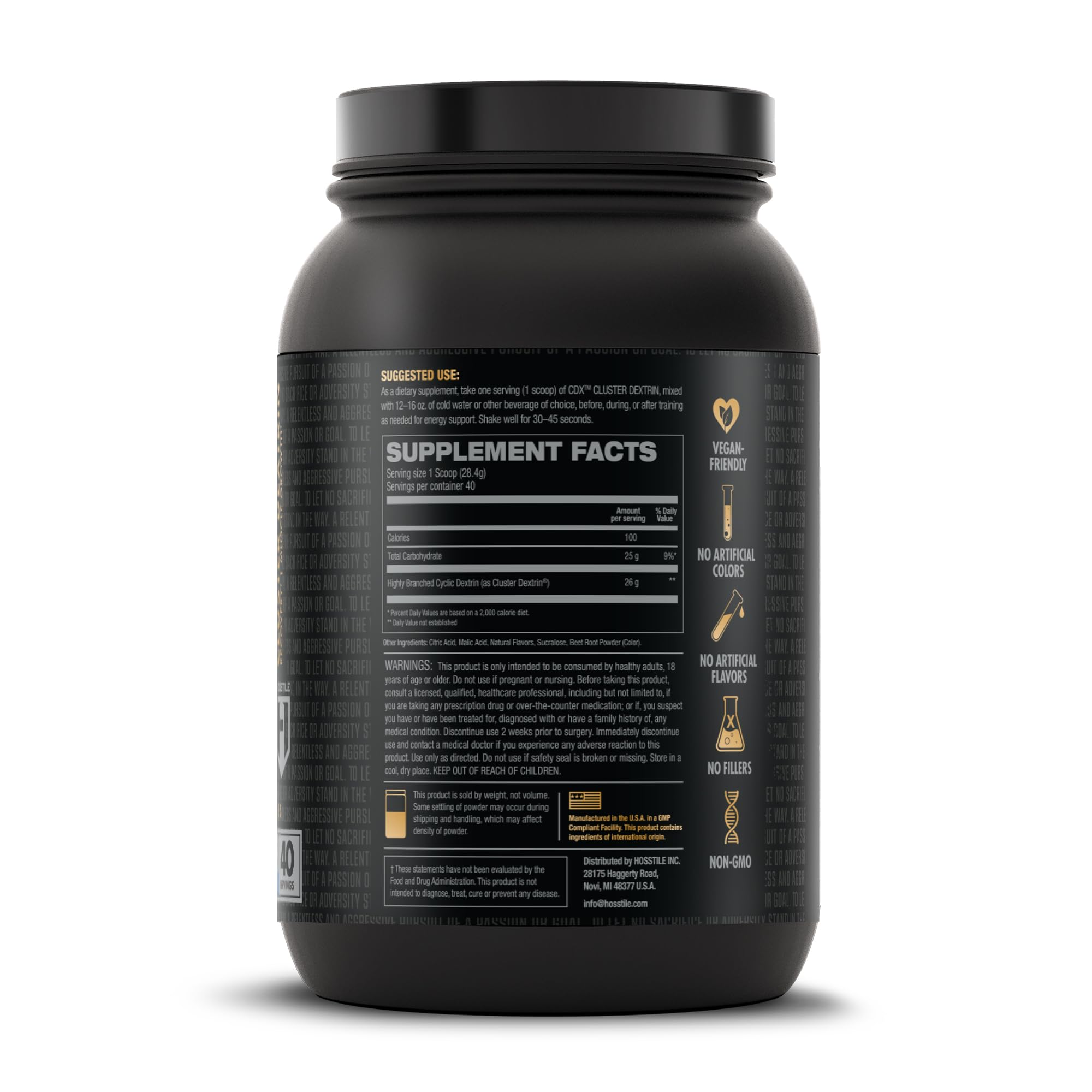 HOSSTILE CDX Cluster Dextrin Powder - Highly Branched Cyclic Dextrin HBCD Carb Powder, Carb Supplement for Intra Workout Carbs & Post Workout, Mixed Berry, 40 Servings — Amazon image 7