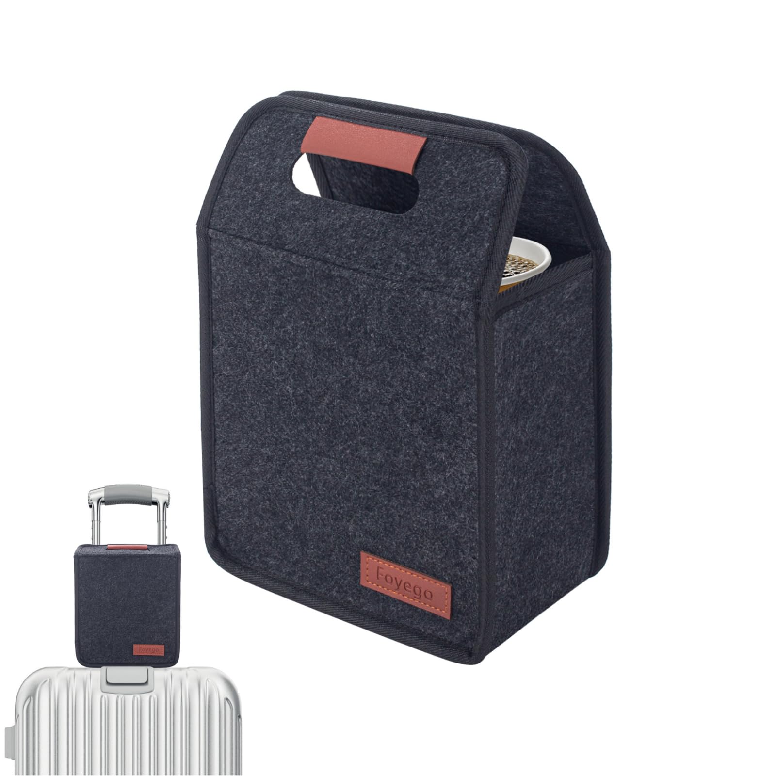 Portable Drink Holder - Foldable Travel Carrier with Reusable Insulated Cofee Cup, 2 Cup Holder, Free Your Hands