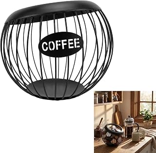 Kaffeekapseln Aufbewahrung Metall, Kapselhalter,Kaffeepads Aufbewahrung,Große Kapazität Kaffeepods Organizer für Theke & Küche-Schwarz