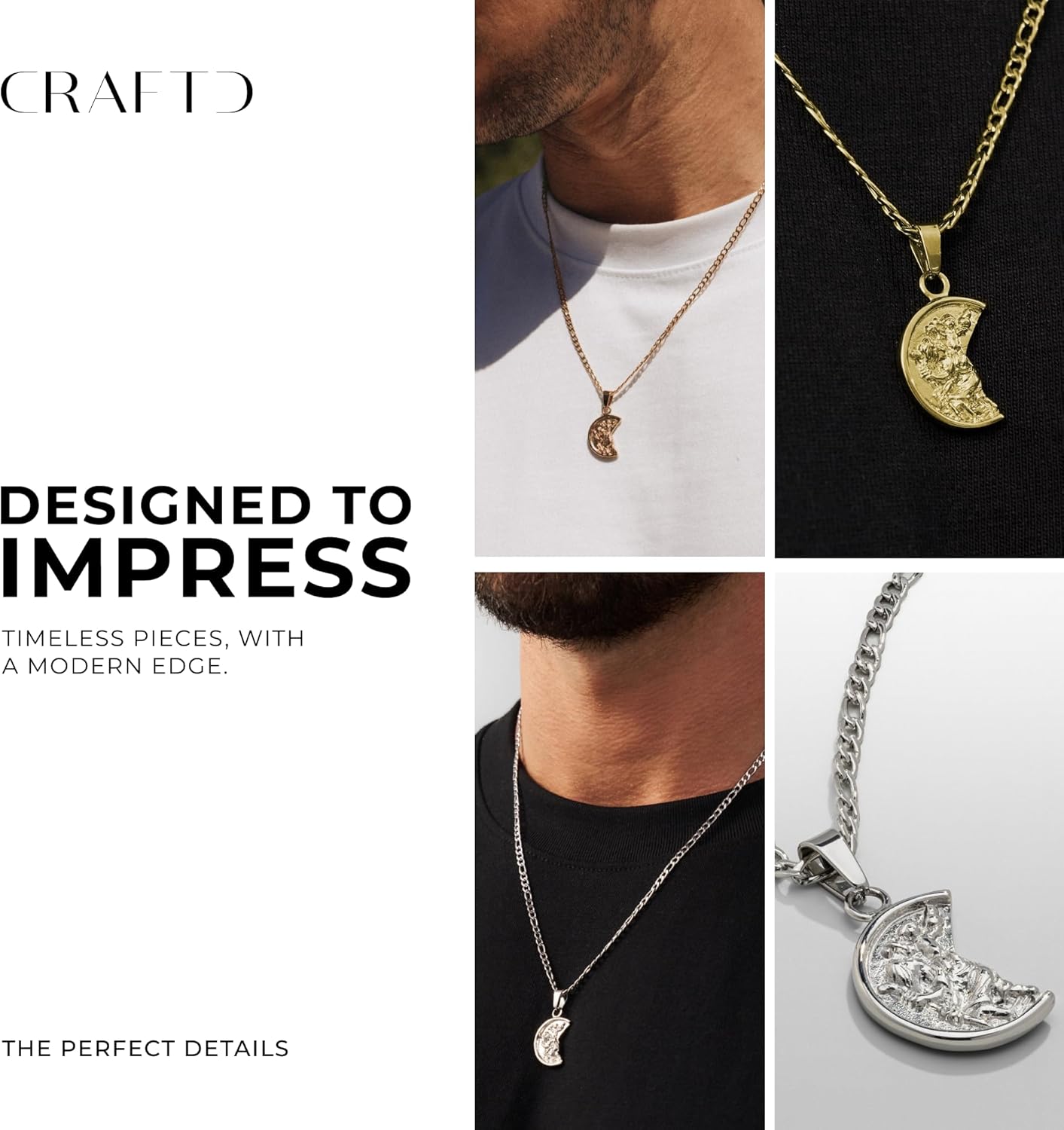 CRAFTD - St. Christopher Pendant Necklace - 20.5" Gold Chain Link with 20MM x 20MM Pendant - Waterproof, Heat & Sweat Resistant - Gifts for Men - Men's Jewelry - Image 6