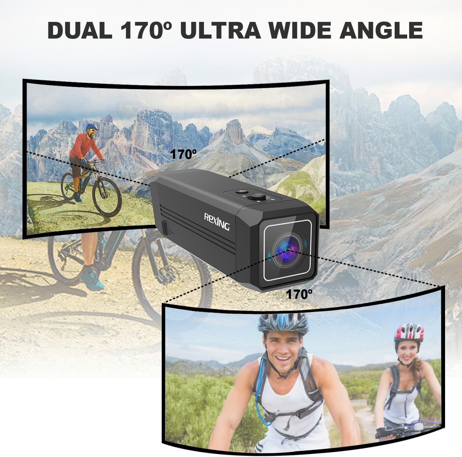 A1 Two-Way Action Camera 1080p@30fps, Wi-Fi Connectivity, Broad View, Wrist Remote Control, IMX307 Sensor, Water-Resistant, Extreme Sports Camcorder for Motorcycles, Bicycles, Hiking, Cars