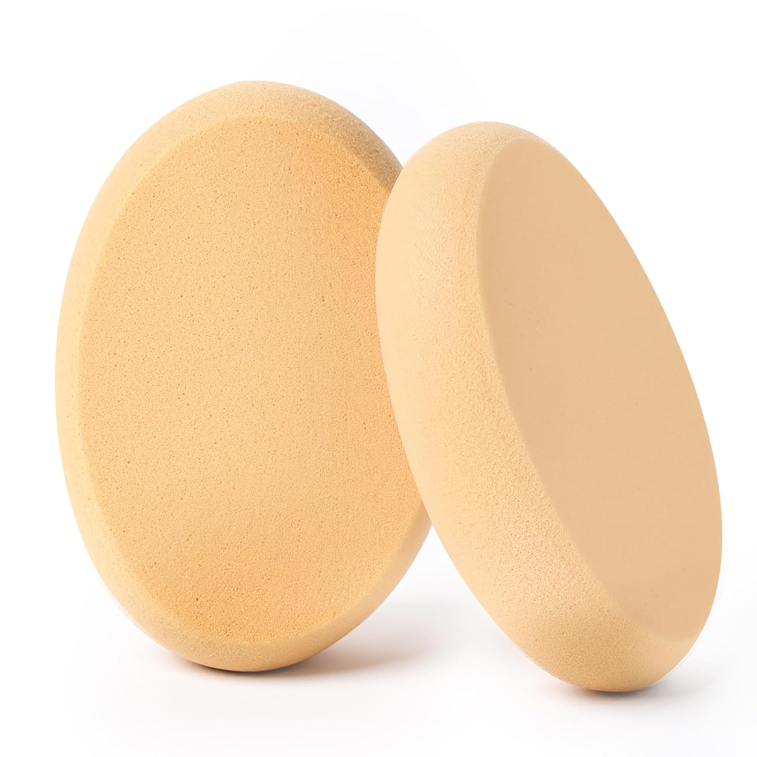 2 Pack Oval Puff Egg Foundation Sponge Oval Makeup Sponges Professional Makeup Sponge for Foundation Blush Eye Application Forehead Cheeks, Dry and Wet (Skin Tone)
