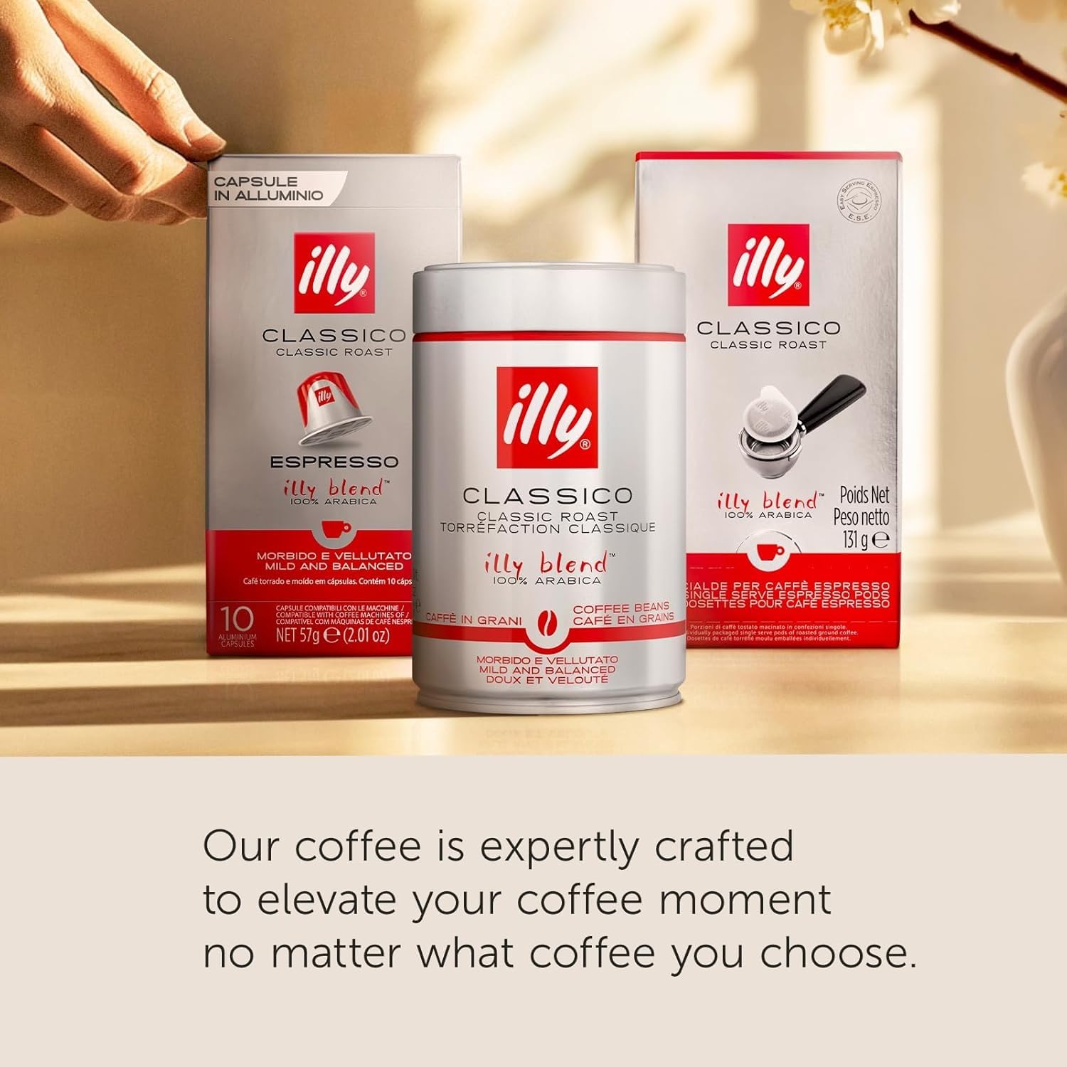 illy, Kaffee in E.S.E-Kaffeepads Geröstetes INTENSO, 100% Arabica mit Noten von Kakao und getrockneten Früchten, Voller und kräftiger Abgang, 12 Packungen mit 18 kompostierbaren Pads