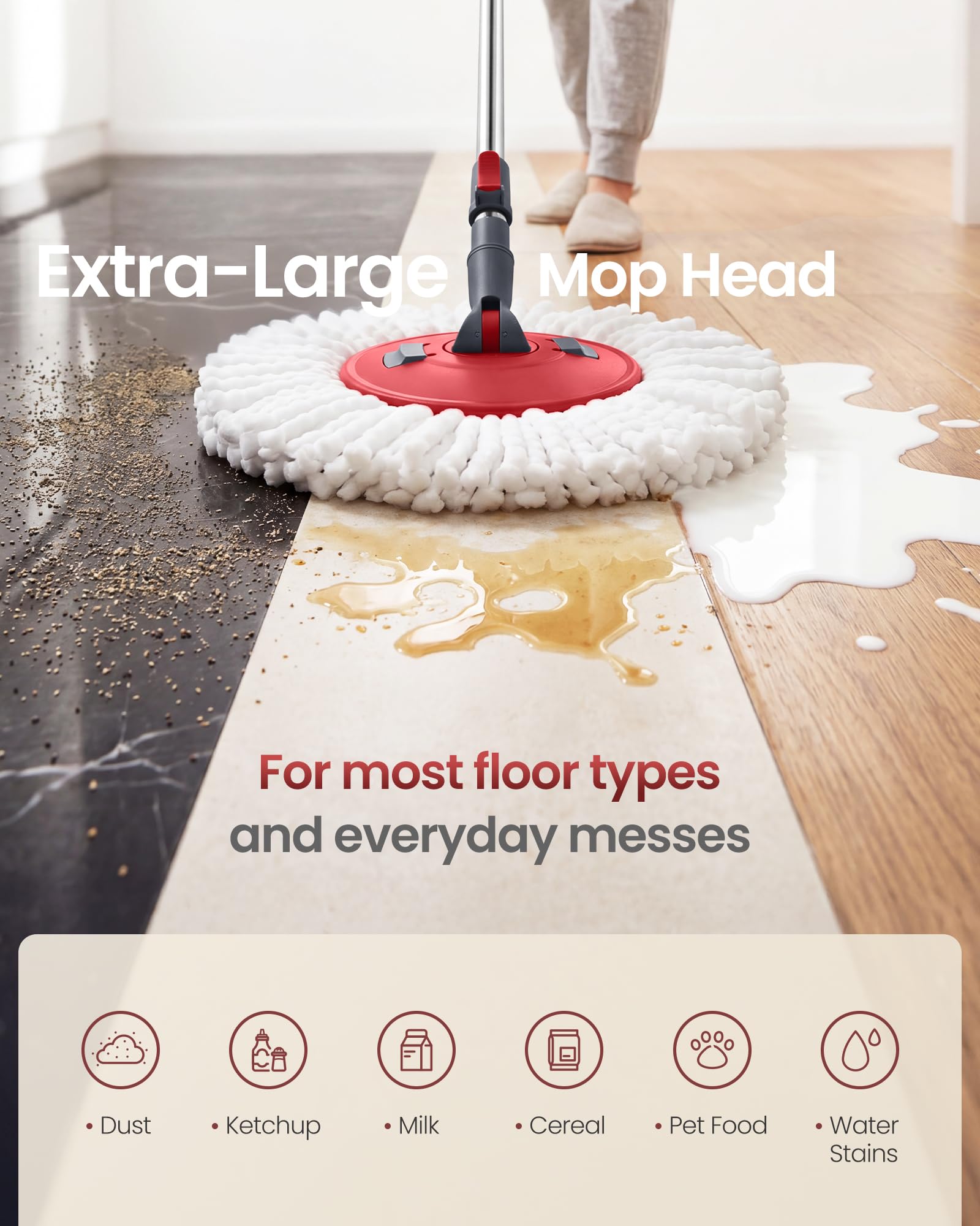 SONGMICS Spin Mop Set - Pedal Wringer, Easy Cleaning -7 SONGMICS Spin Mop Set - Pedal Wringer, Easy Cleaning -7
