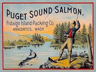 Puget Sound Salmon - On The Fly by Retrolabel - 24X18 Art Print Poster