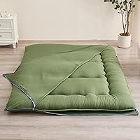 Vista 17 de Funda de colchón de futón, funda de colchón japonesa con cremallera, lavable a máquina (negro, Queen)