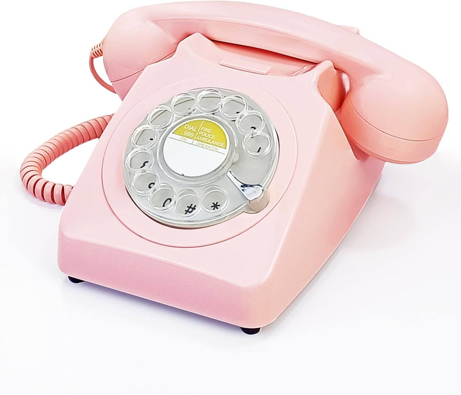 Pink Retro Rotary Landline Phone, 1960s Vintage Rotary Dial Telephone Old Fashioned Decorative Antique Phones with Mechanical Ringer for Home/Office/Hotel/,Old School Telephone