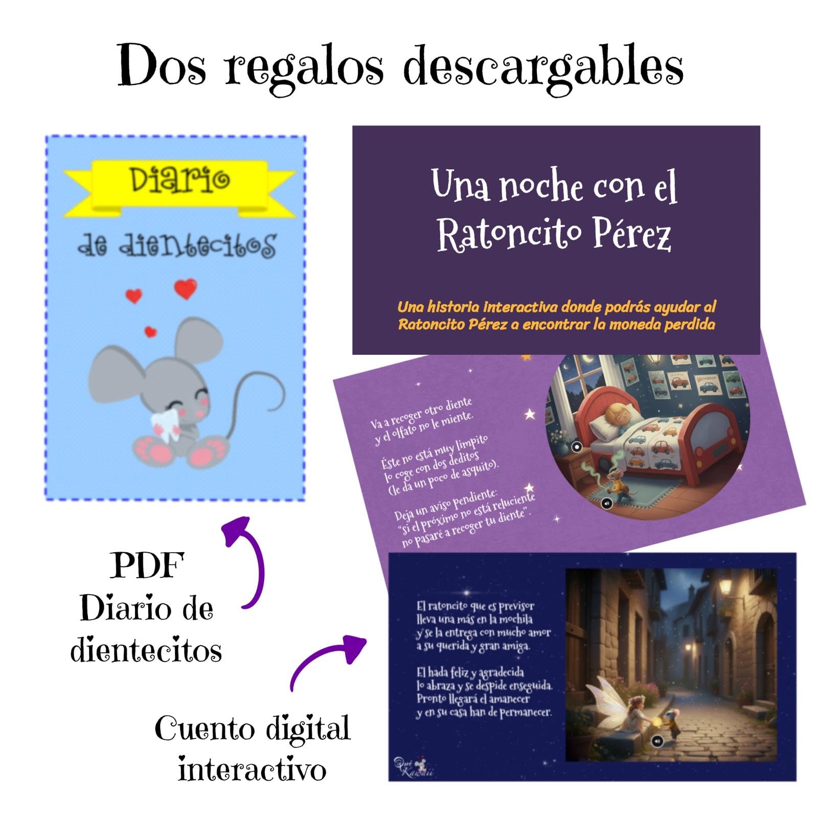 Qué Kawaii® ORIGINAL Kit ratoncito Pérez MÁGICO. Puerta NATURAL de ABETO QUE ABRE Y BRILLA EN LA OSCURIDAD!!!.. + caja guarda dientes de haya+complentos+certificados. GRATIS CUENTO + DIARIO — view 7