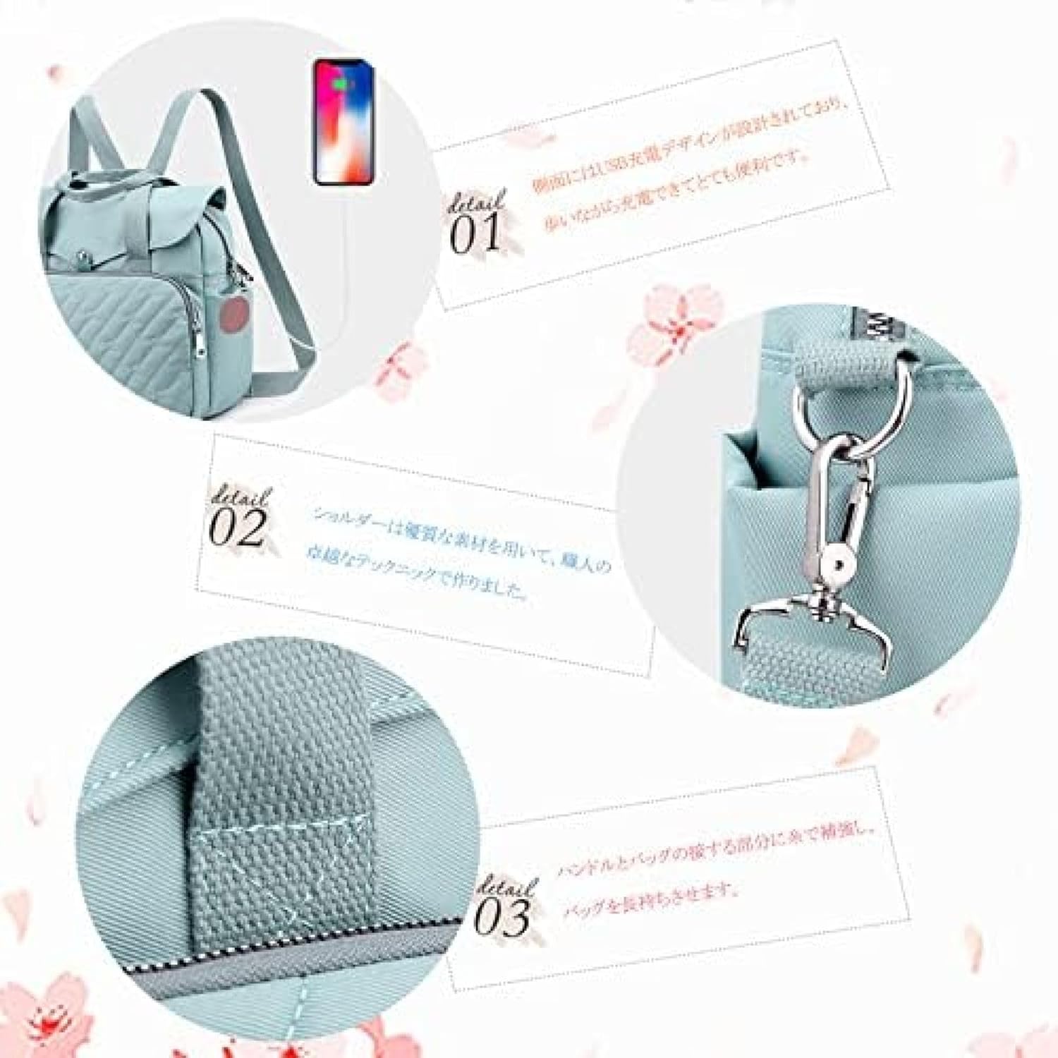 [GOODDAYS] ショルダーバッグ レディース 3way仕様 斜めがけバッグ ナイロン カバン 大容量 リュック 撥水加工 旅行