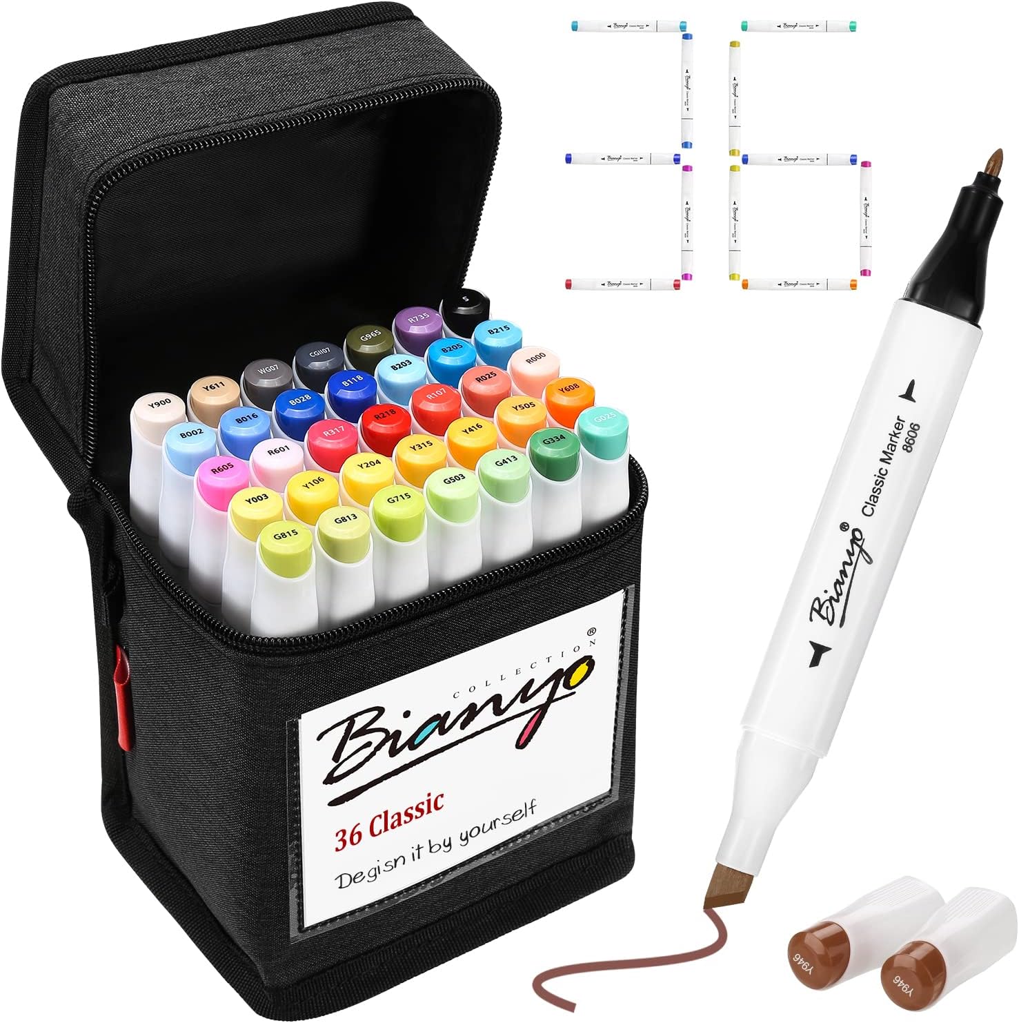 - 36 Colors Alcohol Markers Set, Dual Tip Fine & Chisel Art Markers with Black Carry Case for Adult Coloring Books, Sketching, Drawing & School Art Projects