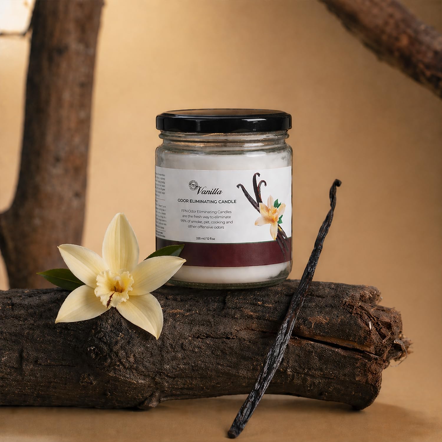 FPN Candle Set Vanilla Odor Eliminating – 2 Pack - 12oz – Long-Lasting Soy Wax Candles – Neutralizes Pet, Kitchen & Smoke Odors – Clean Burn, Eco-Friendly, Aromatherapy Candle