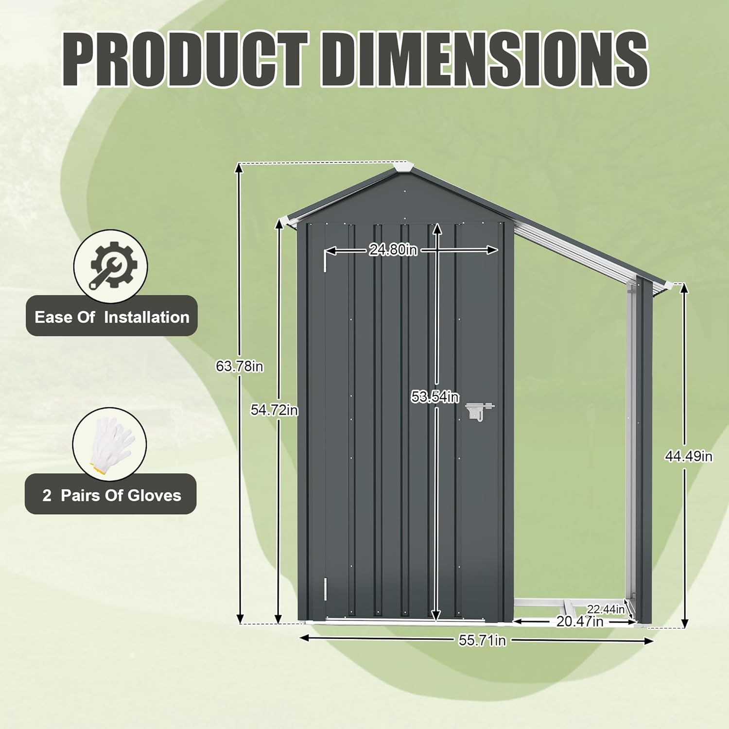 Small Metal Compact Garden Shed, Galvanized Iron Sheet, Waterproof Design, Adjustable Shelves, Lockable Storage, Easy Assembly (Dark Gray)
