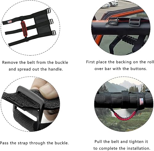 Vista 115 de 4 asas de agarre de barra antivuelco compatibles con Jeep Wrangler JLU JK JKU TJ YJ LJ JT JL y Gladiator JT 1987-2021 UTV y ATV, se adapta a barras