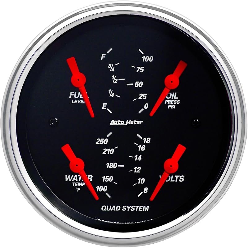 Medidor Quadruplo AUTO METER 1412 Designer Black 3,375 cm – 1 unidade
