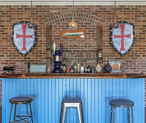 Miniatura 5 de Nice purchase Escudo medieval de caballero cruzado de caballeros templarios de 21 x 14 pulgadas decoración de pared para el hogar decoración de