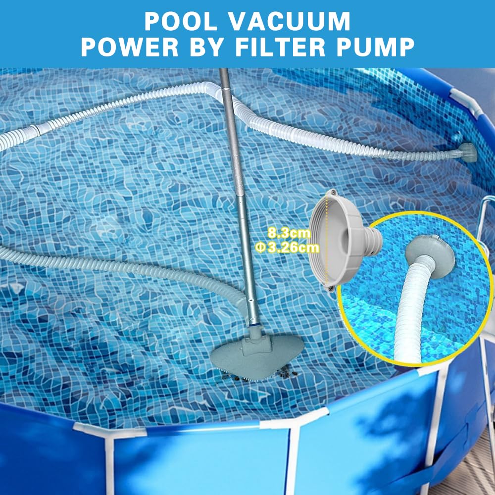 Pool Sauger Boden, Pool Staubsauger mit 3.1m Schlauch, Poolsauger mit Teleskopstange, Umlaufwasserauslass Nutzender Pool Bodensauger, Pool Sauger Bürste Starker Saugleistung, Pool Bodenreiniger