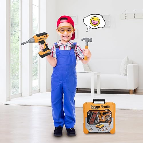 Miniatura 5 de Juego de herramientas para niños, juego de herramientas para niños pequeños con caja de herramientas para niños y taladro de juguete electrónico,