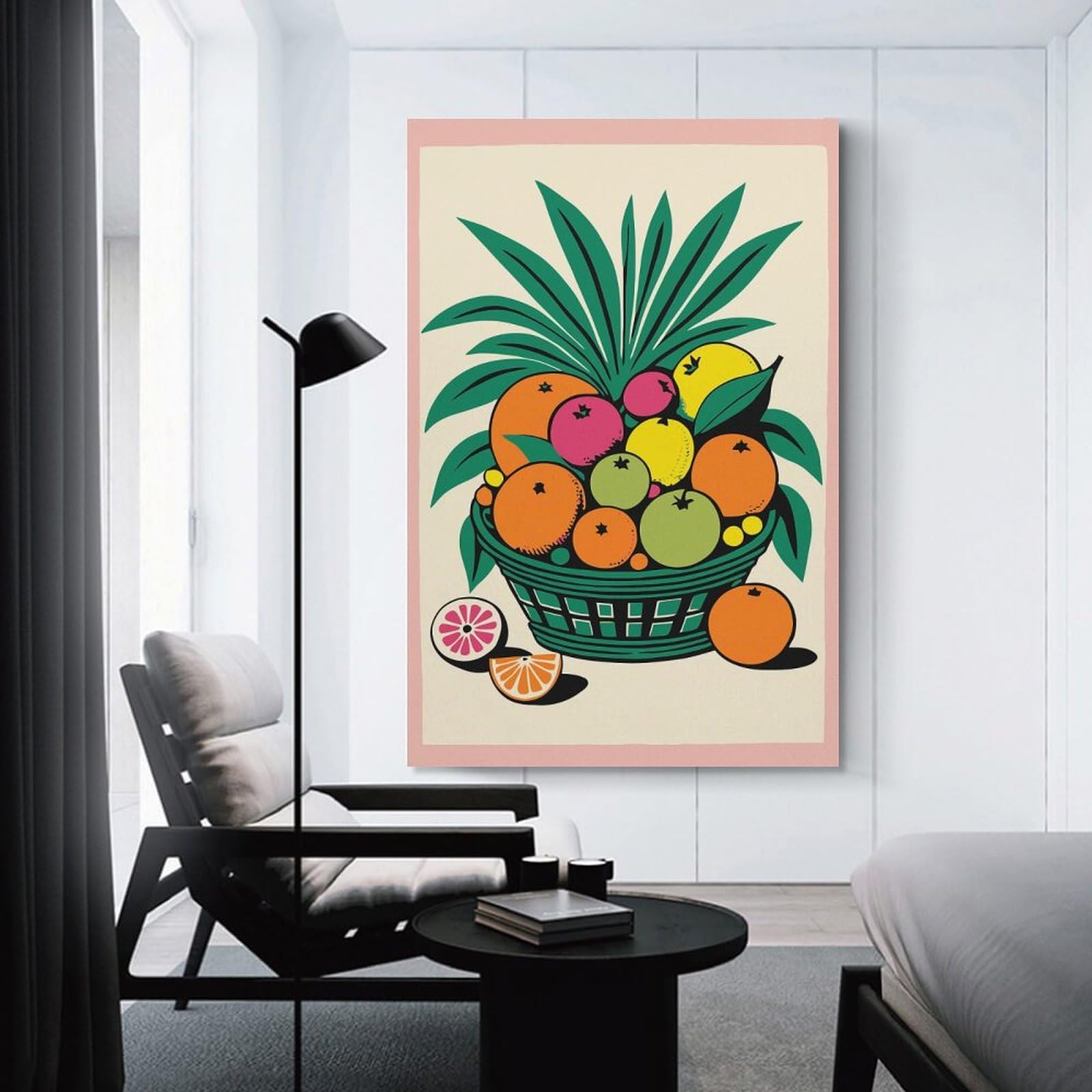 Junmoney Tropical Fruit Basket Wall Picture Print 16x24inch(40x60cm), for Bedroom Decor, Cosy Corners Or Studios, Home Artwork with A Soft Interior Feel