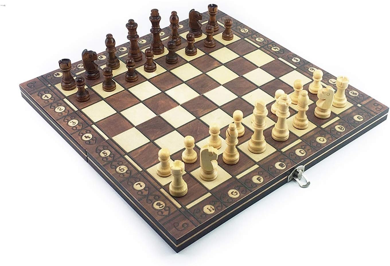 Generic Chess Backgammon Checkers 3 in 1 Chess Game Chess Travel Chess Set International Chess Pieces/29 * 29Cm