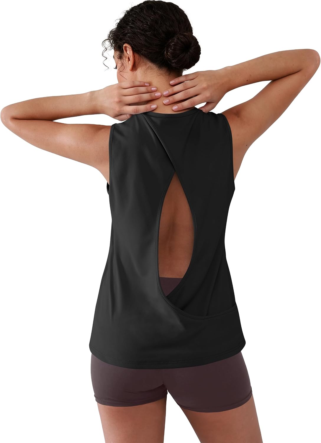 Women's Cross Backless Workout Tops Open Back Athletic Sleeveless Tank Loose Fit Racerback Yoga Running Gym Shirts