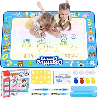 Water Doodle Mat, 40x32 Inches Water Drawing Mat Water Coloring Mat Aqua Magic Doodle Mat, Toddler Water Mat for Mess Free Painting, Educational Kids Toys Gifts for 3 4 5 6 7 8 Year Old Boys Girls