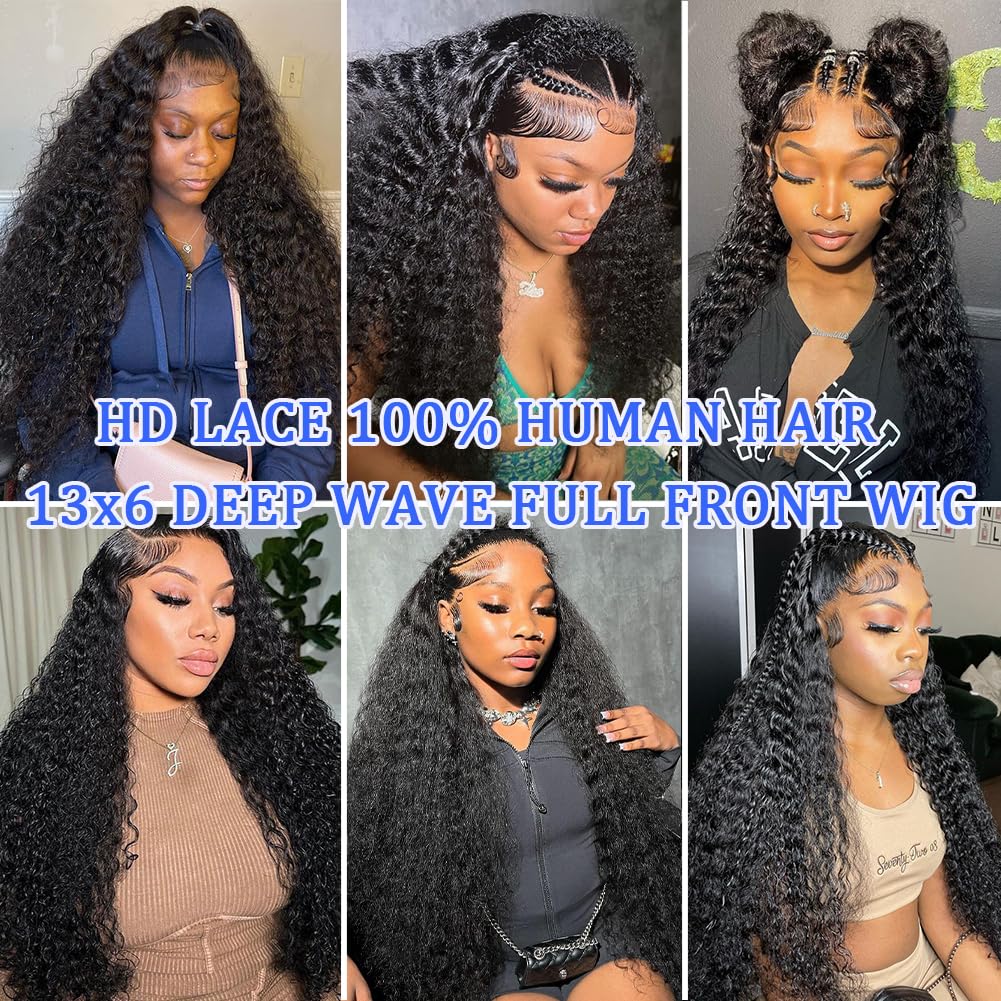 Amazon.com: Simeider 34 Inch Deep Wave Human Hair Lace Front  display picture 1