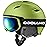 Odoland Ski Helmet and Goggles Set for Adults & Youth, Snowboard Helmet with Goggles - Shockproof Winter Sports Helmet with Protective Shell for Men, Women & Teens, Lime Green, L