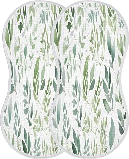 Sage Green Muslin Baby Burp Cloths, 22x11 Inch Soft Absorbent Cotton Burping Rags Baby Washcloths for Newborn Boys Girls, 2 Pack