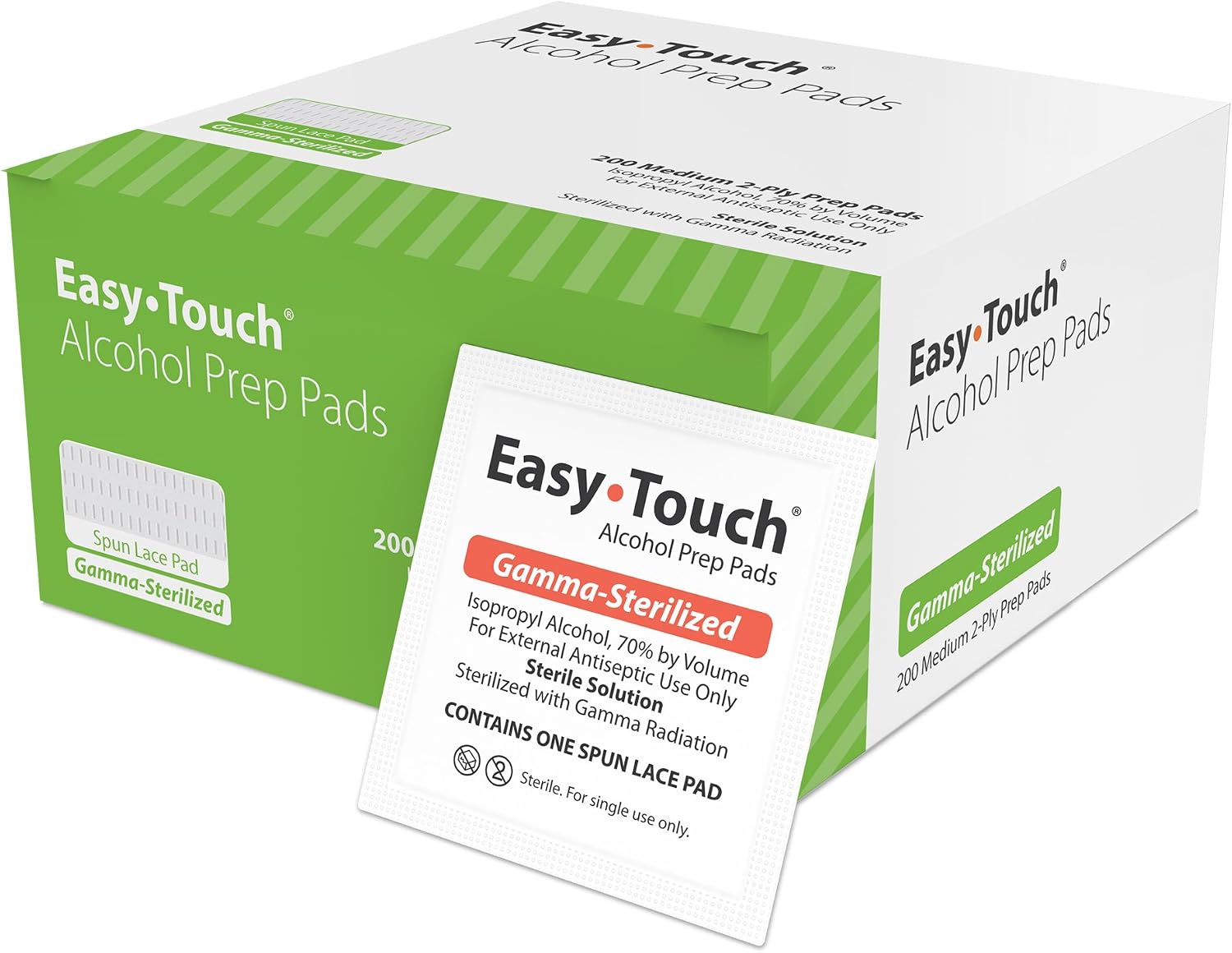 EasyTouch Gamma-Sterilized Alcohol Prep Pads, Box of 200