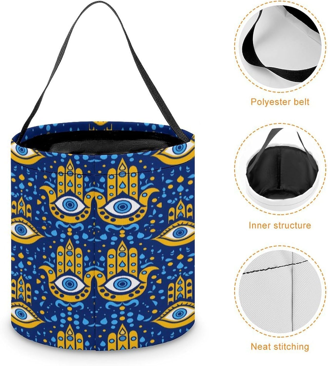 Matiasma Evil Eye Pattern Halloween Treat Bag Reusable Candy Basket Tote Goody Bags Gift Party