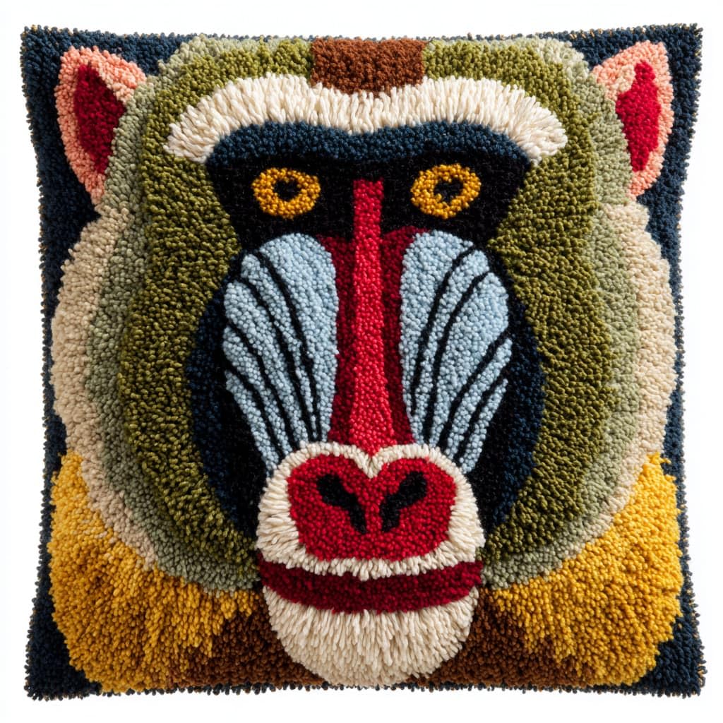 WallustrioaW Latch Hook Kits Pillow,Animals Monkey