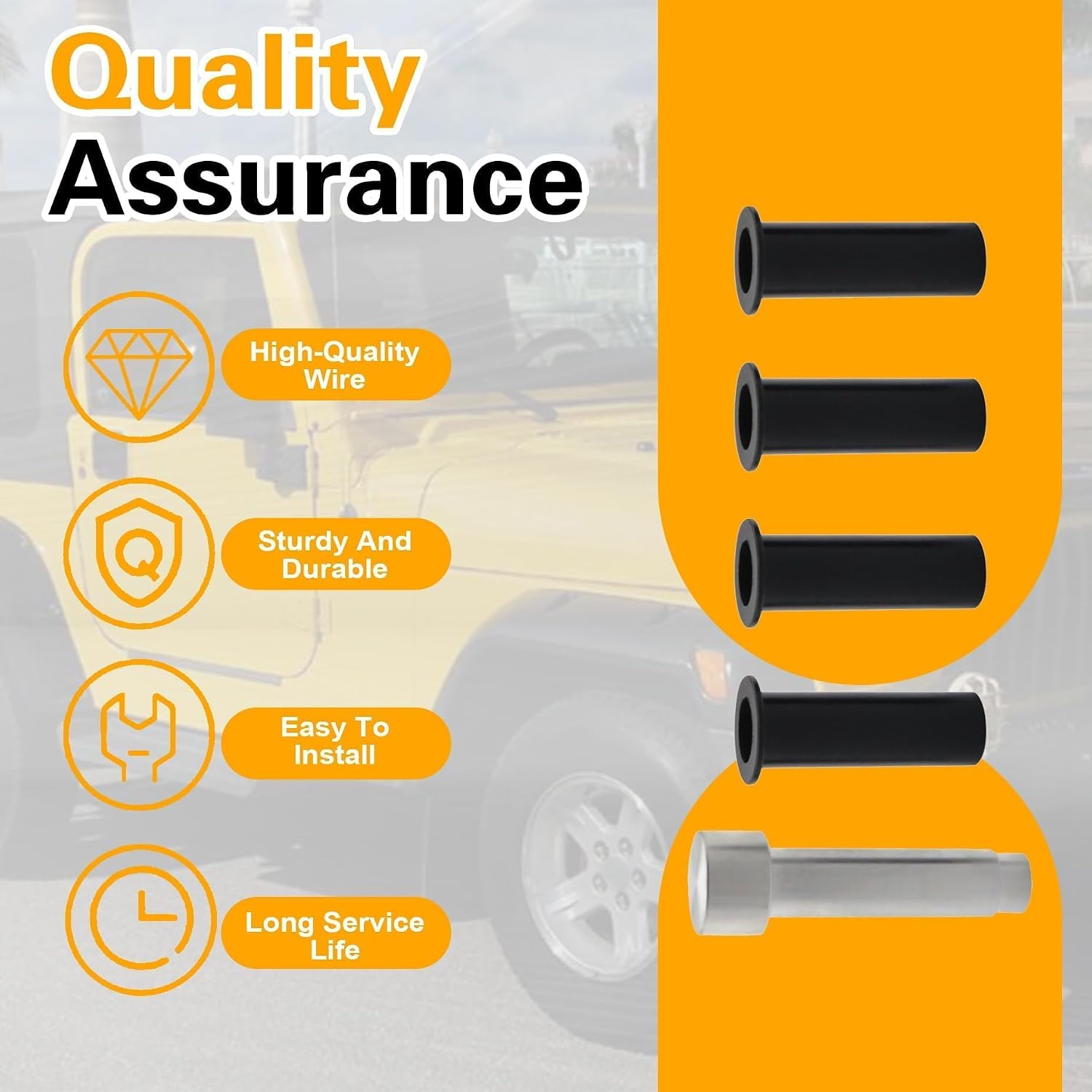 5PCS Door Hinge Pin Liners Bushings Kit Compatible with Jeep Wrangler TJ YJ CJ LJ 1986-2006 Door Hinge Liner & Bushing Removal Tool