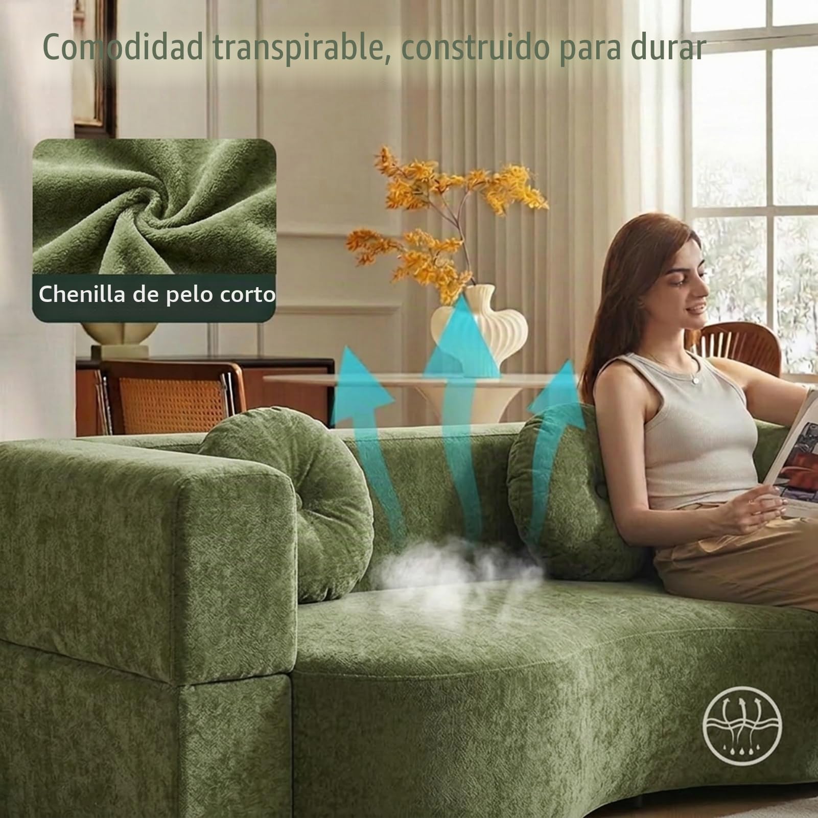 Sofá Sin Huesos, Sofá-Cama Convertible para Sala De Estar, Dos Plazas Comprimido Espuma Alta Densidad, Tela Tejida Desmontable, Ensamblaje, con 2 Almohadas(Blanco,150x100CM)