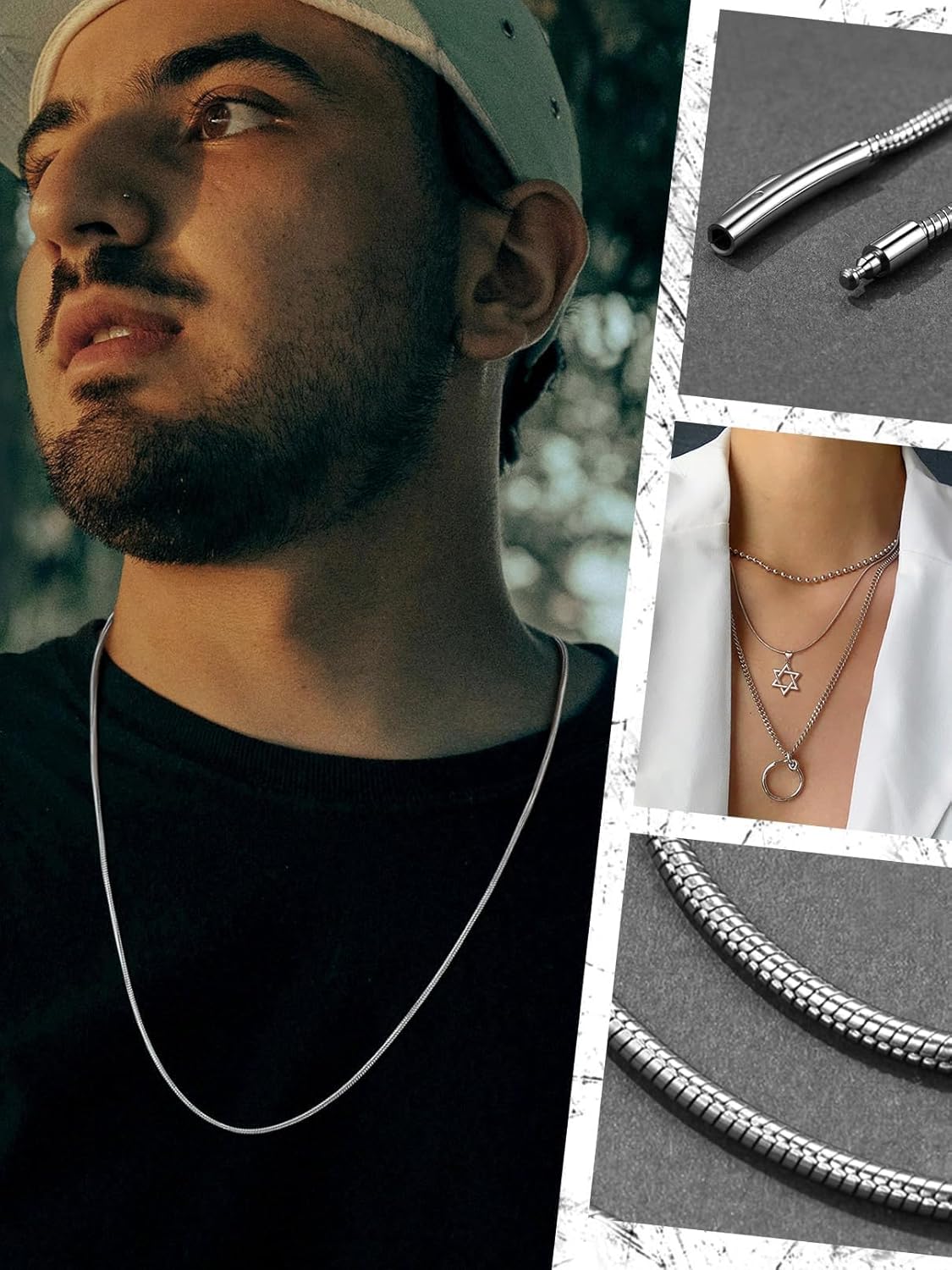 FaithHeart Stainless Steel Chains for Men, Silver/Black/14K Gold Plated Snake/Wheat/Box/Rope/Rolo Chain Necklace 16-30 Inches with Delicate Gift Box - Image 3