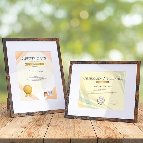 Miniatura 2 de Portarretratos de 8.5 x 11 pulgadas, color marrón, paquete de 15 unidades, certificado de 8.5 x 11 pulgadas con paspartú o imagen de 11 x 14