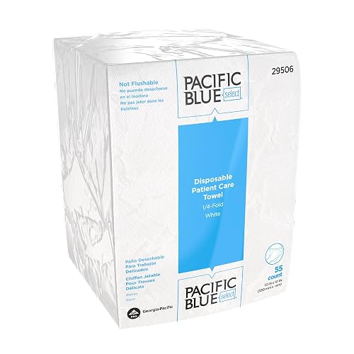 Pacific Blue Select Adult Wipe or Washcloth 10 x 13" 29506, 1 Pack 55 Wipes | Washcloth,White,Cellulose,Disposable,10 X 13 Inch
