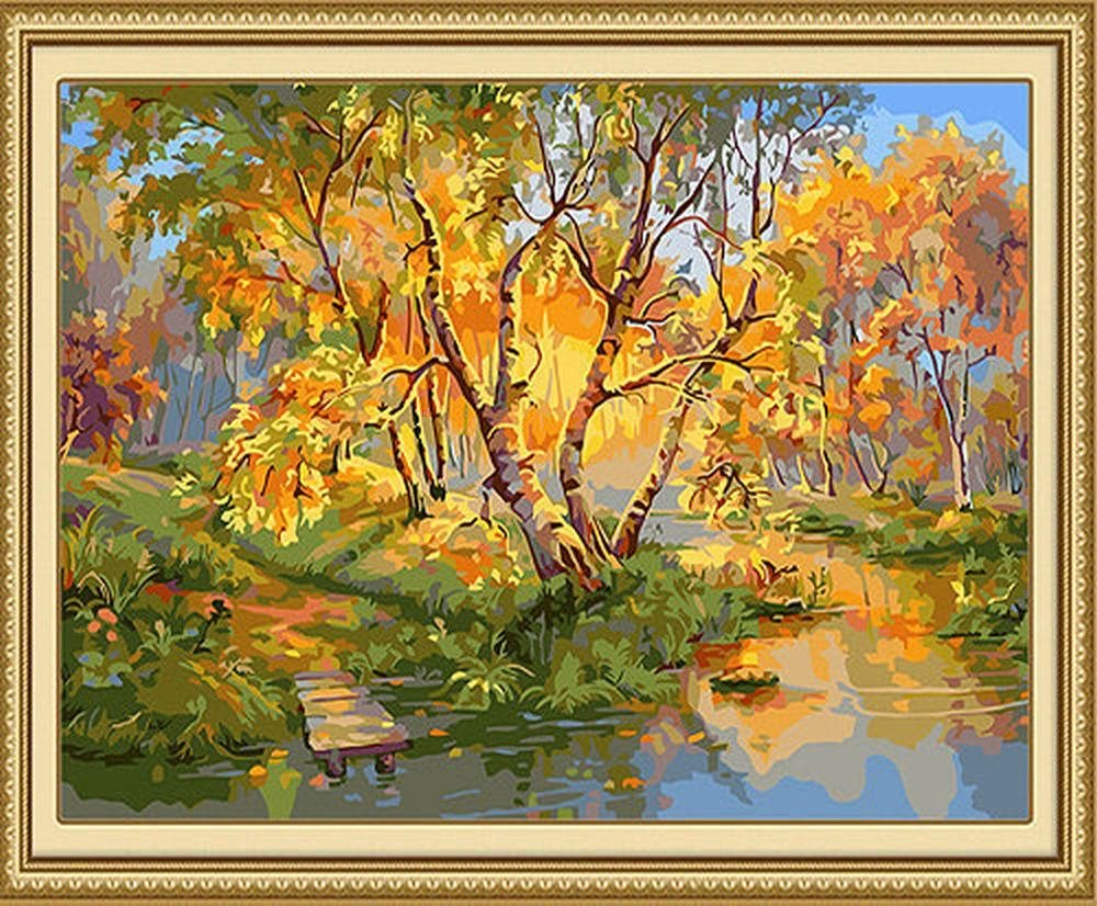 Peinture Numérique Paysage d'Automne Golden Kit Loisir Créatif Toile 40x50cm