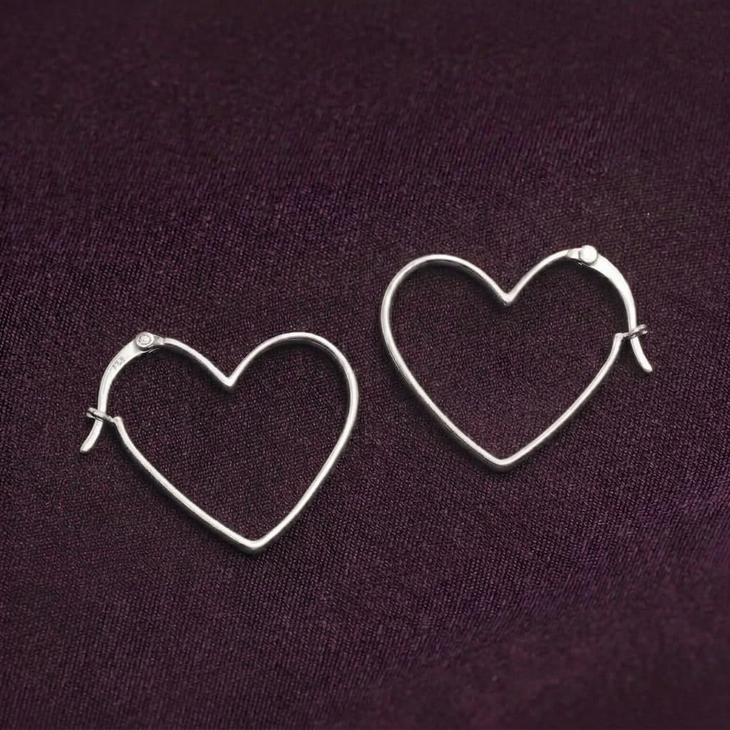 Charmsy 925 Sterling Silver Hoop Earrings for Women | 14K Gold-Plated Classic Heart Hoop Earring | Women's Love Heart Earrings Jewelry