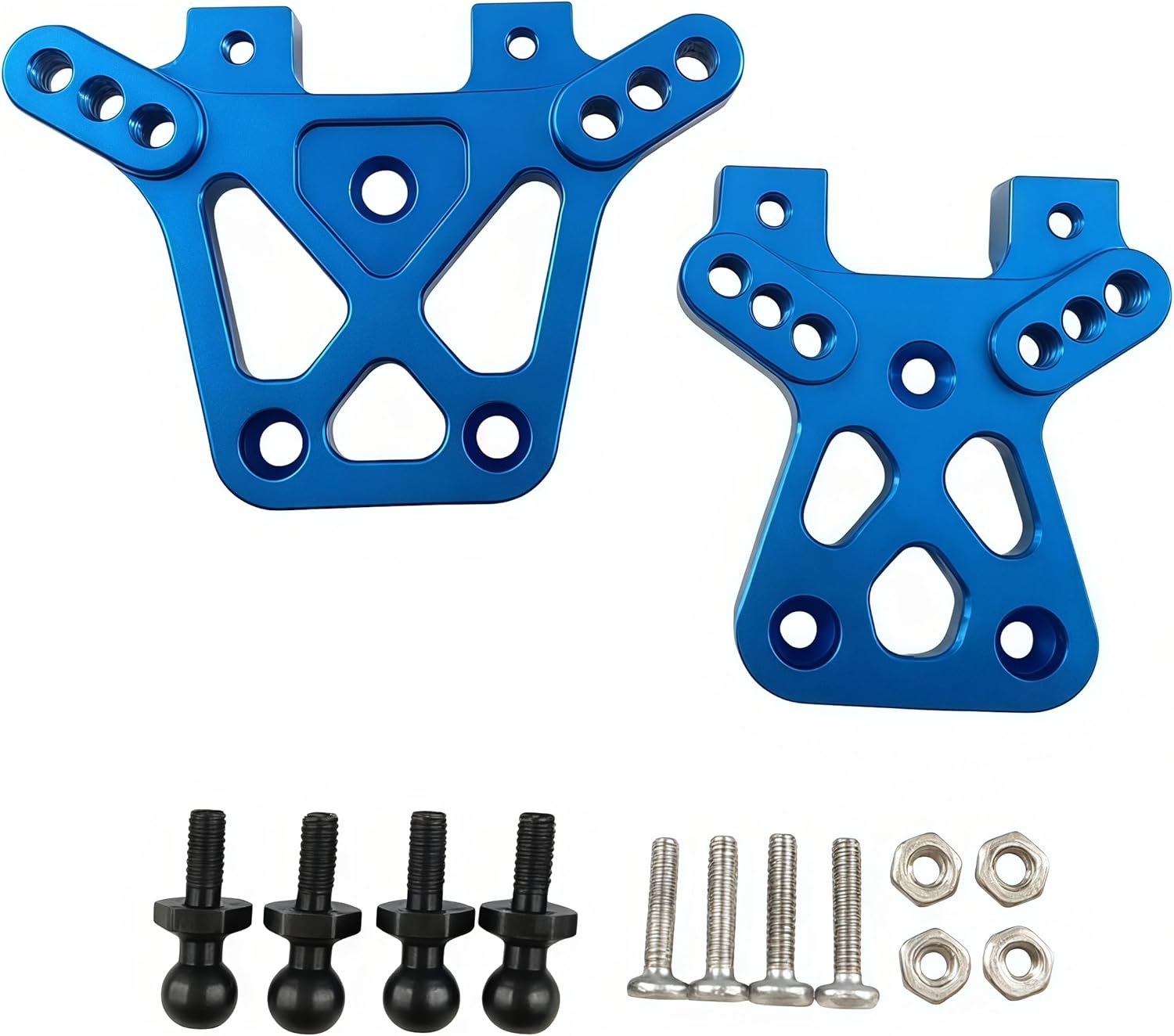 Aluminum Front & Rear Shock Tower Set for 1/18 LaTrax Teton Desert Prerunner 4WD RC Car, Metal Damper Stay Upgrade, Replacement Part #7637 (Blue)