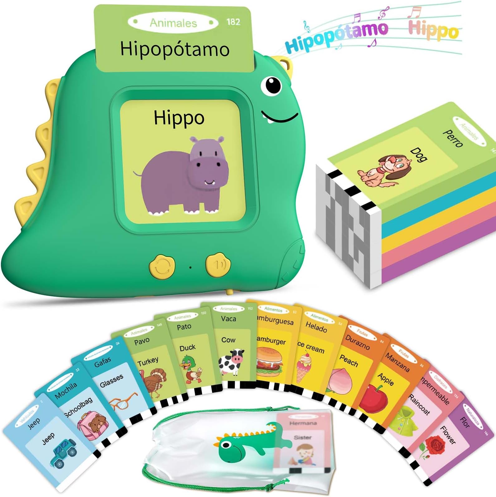 - Spanish Talking Flash Cards Bilingual - Toddler Toys for 2 3 4 5 Year Old Boys and Girls, Autism Sensory Toys for Kids Learning Montessori, Espaรฑol/English Speech Therapy Preschool Gifts