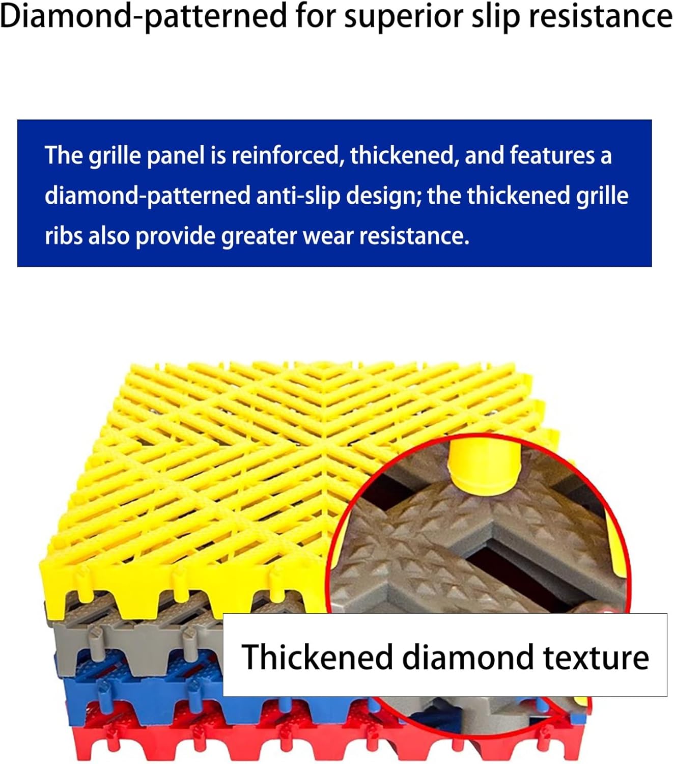 Interlocking Drainage Garage Floor Tiles - 10pcs Non-Slip 2MM Mats for Garden, Patio, Bathroom - Durable Gray Splicing Design (15.7"x15.7"x0.79")