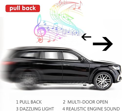 Miniatura 3 de Modelo de automóvil fundido a presión GLS63 AMG 1/24 aleación coleccionable de juguete con luz y sonido, vehículo de juguete para adultos y niños
