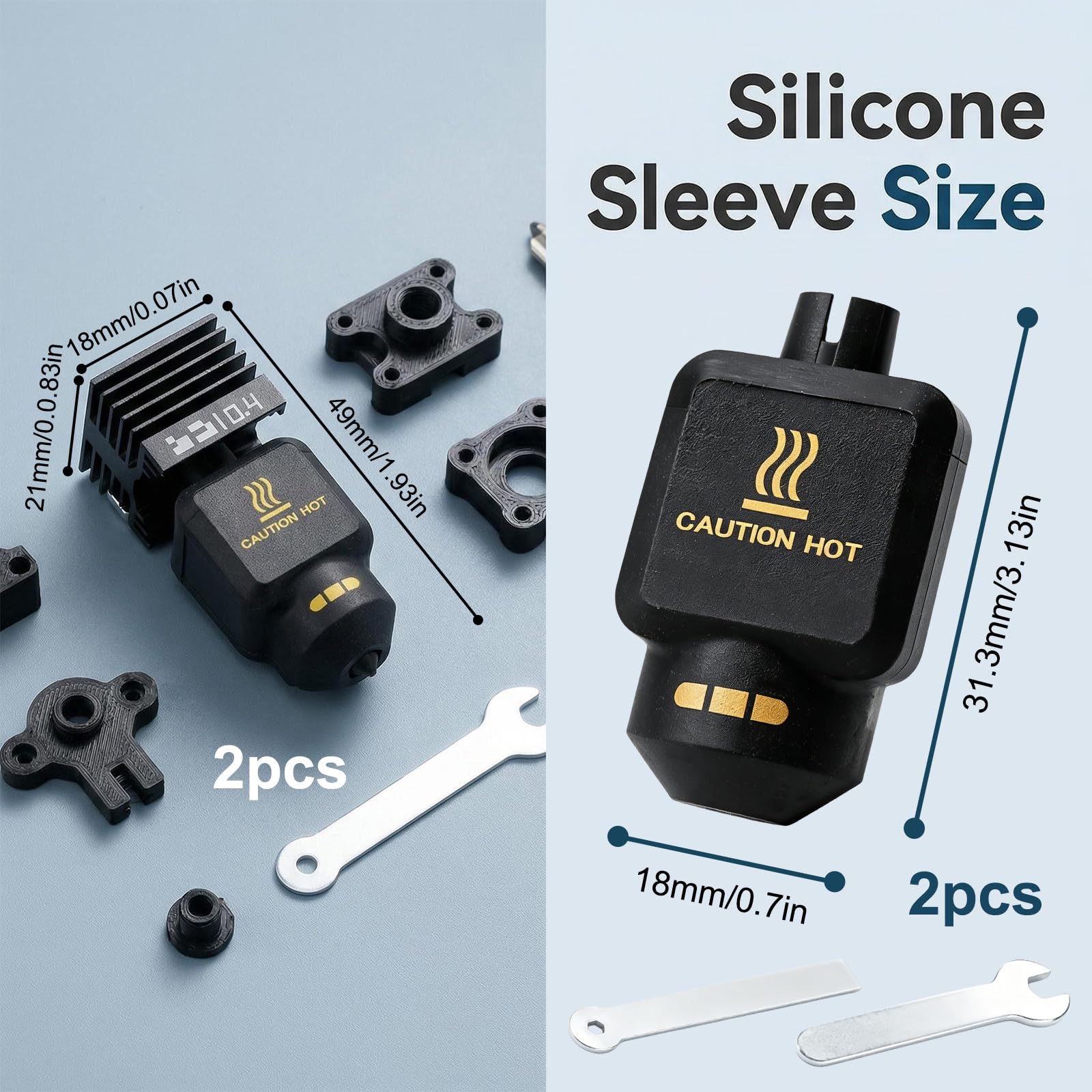 2er-Pack Aufgerüstetes 0,4 mm Hotend-Kit für Bambu Lab P2S, Inklusive Gehärteter Stahl-Düse Und Elektroplattierter Heizblock Mit 4 Silikon-Socken, 3D-Drucker-Zubehör kompatibel mit Bambu La