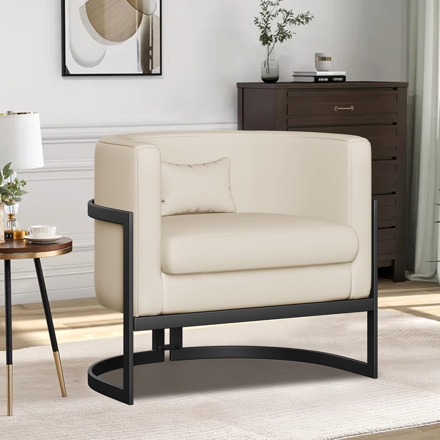 Alunaune Upholstered Modern Barrel Accent Chair Living Room