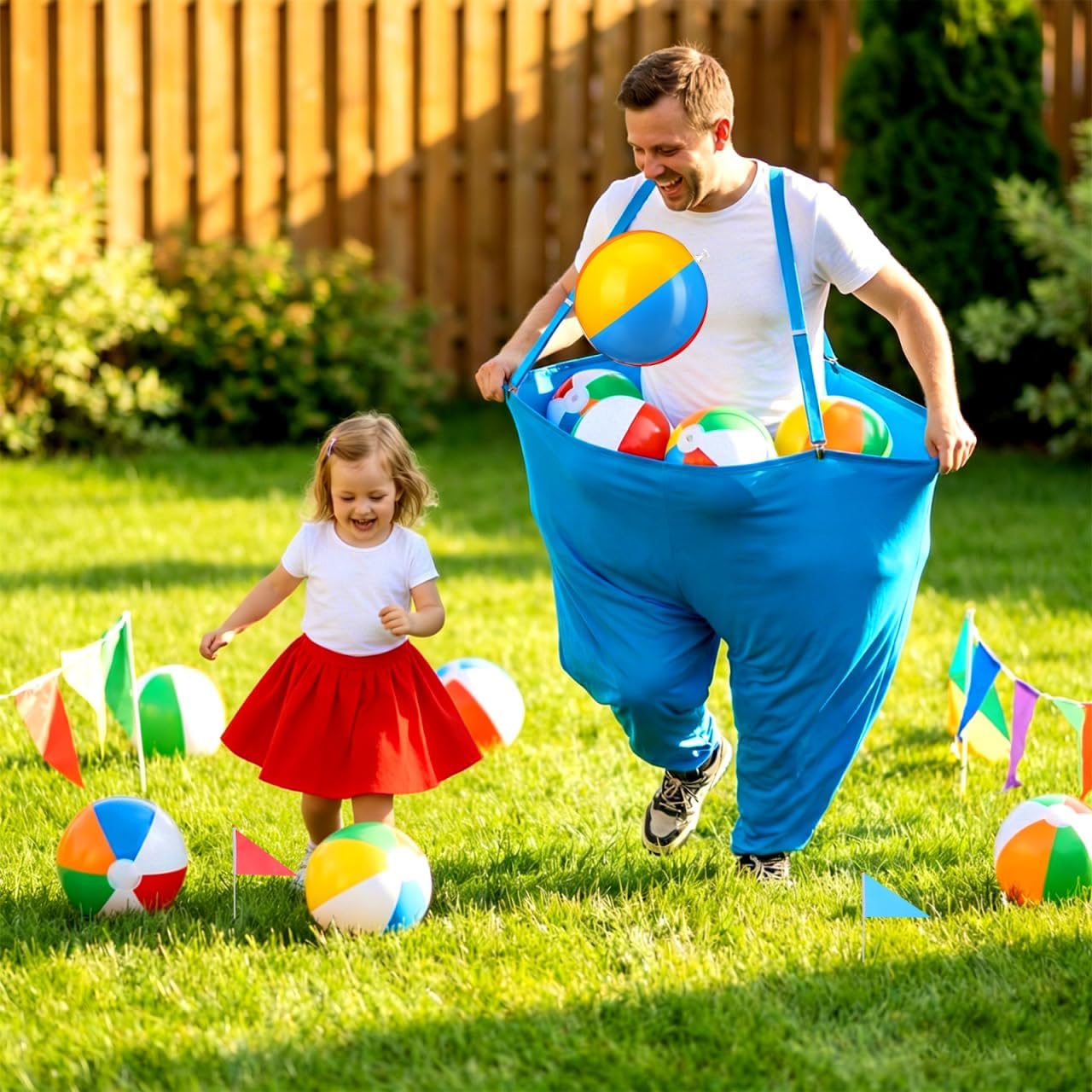 Granny Pants Yard Game Set, 2pcs Granny Pants Outdoor Games with 16 Bouncy Balls, 2 Pumps & 2 Flags, Granny Pants Game