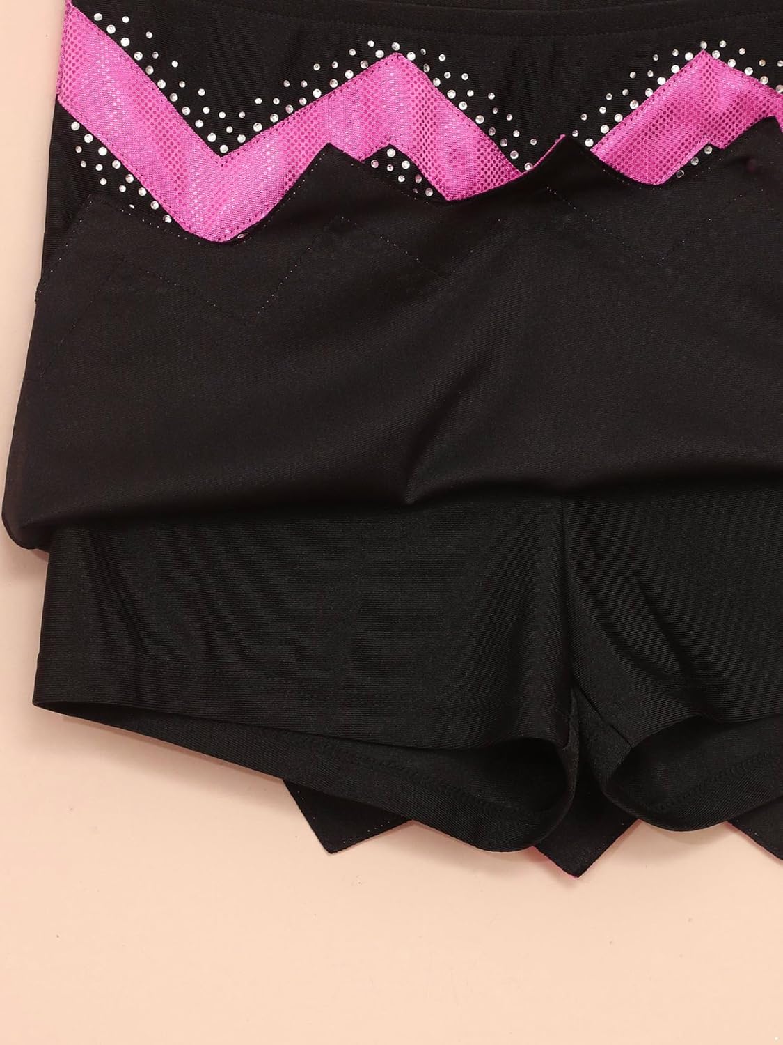 Kids Girls Shiny Cheer Leader Skirts Wave Trim Short Dance Skirt Cheerleading Uniform Skirts